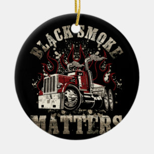 Trucker Tractor Trailer 18 Wheeler Design On Back Ceramic Ornament