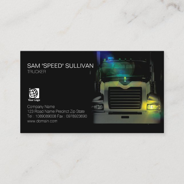Trucker Transportation Haulage Dark Truck Front Business Card (Front)