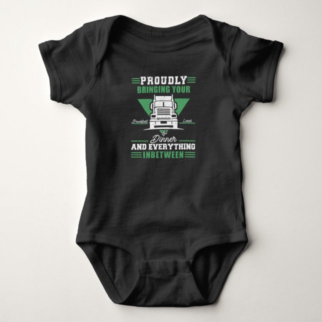 Trucker Truck Driver Bringing Your Breakfast, Baby Bodysuit (Front)