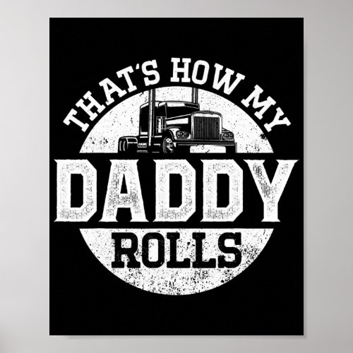 Trucker Truck Driver Dad Son Daughter Vintage Poster