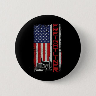 Trucker Truck Driver Halloween Pun Vintage Usa Ame Button