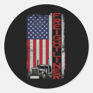 Trucker Truck Driver Halloween Pun Vintage Usa Ame Classic Round Sticker