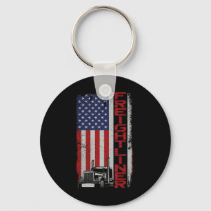 Trucker Truck Driver Halloween Pun Vintage Usa Ame Keychain