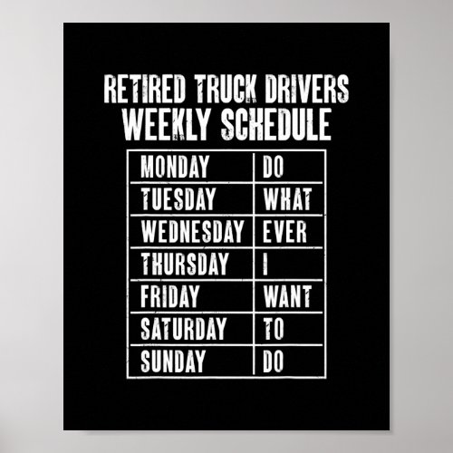 Trucker Truck Driver Retired Vintage Retired Poster