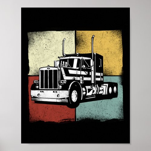 Trucker Truck Driver Retro Truck Retro Poster