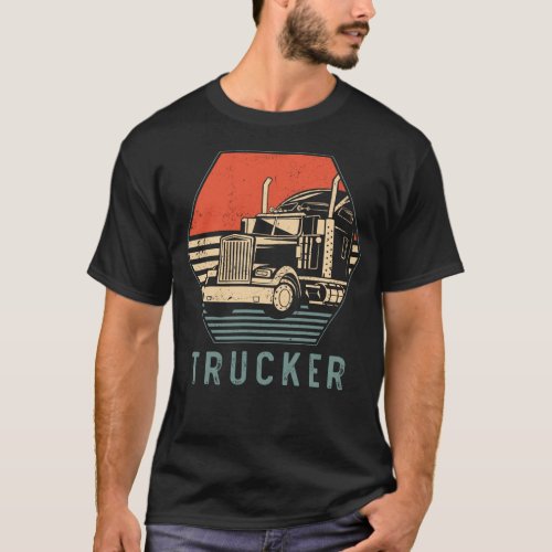 Trucker Truck Driver Trucker Retro Vintage T_Shirt