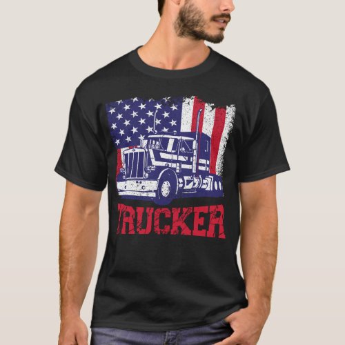 Trucker Truck Driver Trucker Vintage Usa American T_Shirt