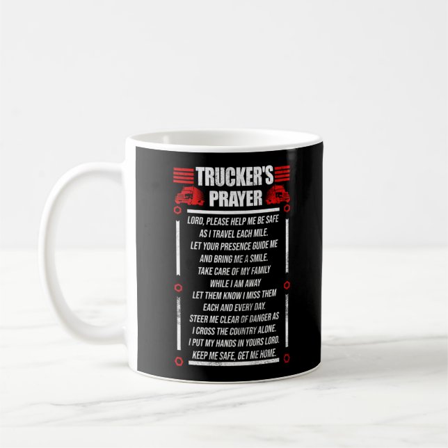 Trucker Truck Driver Trucker's Prayer God Faith Coffee Mug (Left)