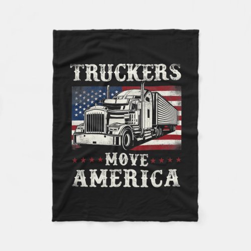 Trucker Truck Driver Vintage American Usa Flag Fleece Blanket