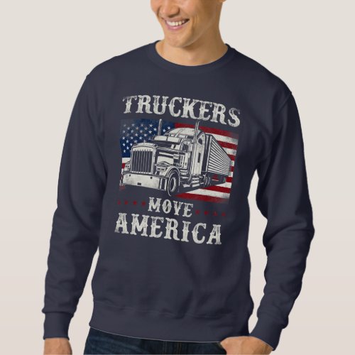 Trucker Truck Driver Vintage American Usa Flag Sweatshirt