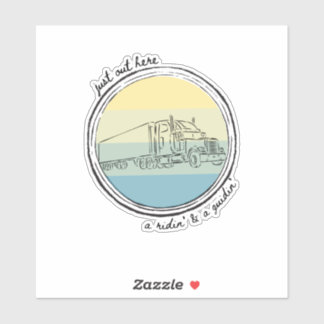 Trucker, Truck driving, semi truck, sunset Sticker