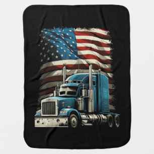 Trucker US American Flag For Patriotic Truck Drive Baby Blanket