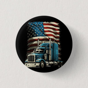 Trucker US American Flag For Patriotic Truck Drive Button