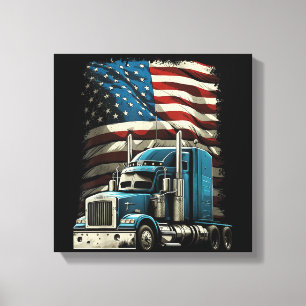 Trucker US American Flag For Patriotic Truck Drive Canvas Print