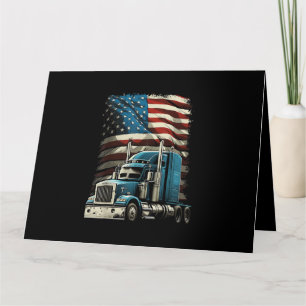 Trucker US American Flag For Patriotic Truck Drive Card