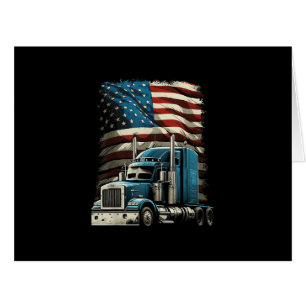 Trucker US American Flag For Patriotic Truck Drive Cards
