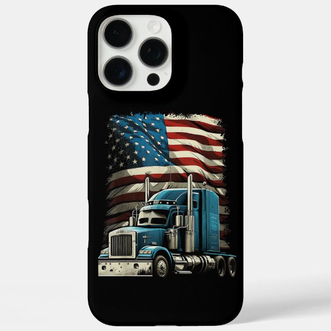 Trucker US American Flag For Patriotic Truck Drive Case-Mate iPhone Case (Back)