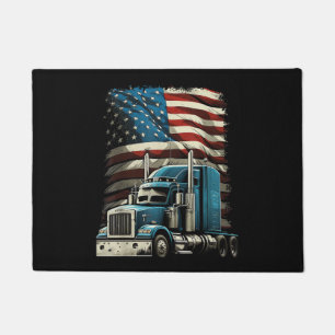 Trucker US American Flag For Patriotic Truck Drive Doormat