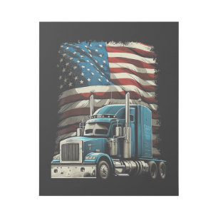 Trucker US American Flag For Patriotic Truck Drive Gallery Wrap