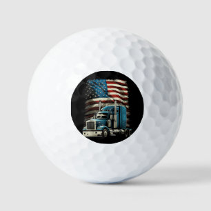 Trucker US American Flag For Patriotic Truck Drive Golf Balls