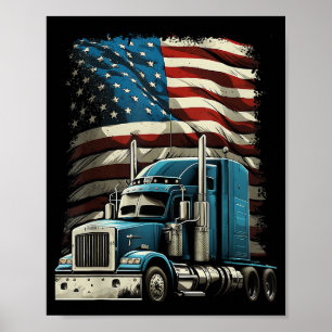 Trucker US American Flag For Patriotic Truck Drive Poster