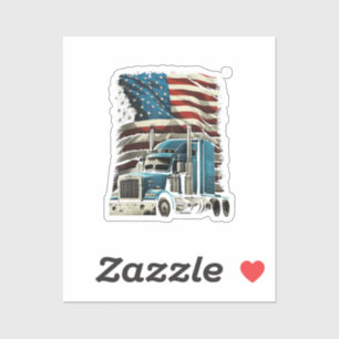 Trucker US American Flag For Patriotic Truck Drive Sticker