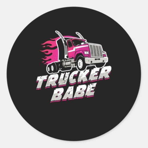 TruckerBabe Driving Trucker Driver Gift Classic Round Sticker