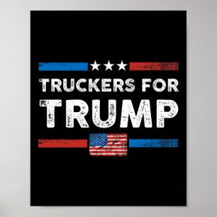 Truckers 4 Trump Truckers For Trump 2024 Us Flag V Poster