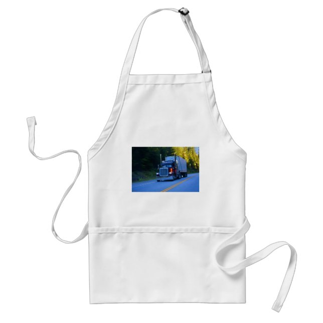 Truckers, Big Rig Cargo Truck Art Adult Apron (Front)