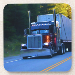 Truckers, Big Rig Cargo Truck Art Beverage Coaster