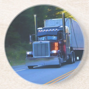 Truckers, Big Rig Cargo Truck Art Coaster