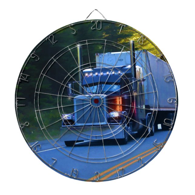 Truckers, Big Rig Cargo Truck Art Dart Board (Front)