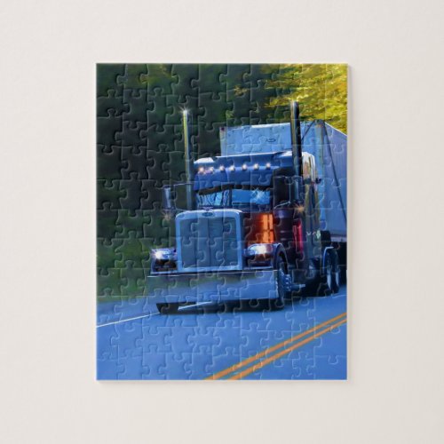 Truckers Big Rig Cargo Truck Art Jigsaw Puzzle