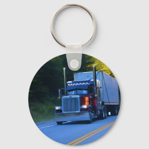 Truckers, Big Rig Cargo Truck Art Keychain