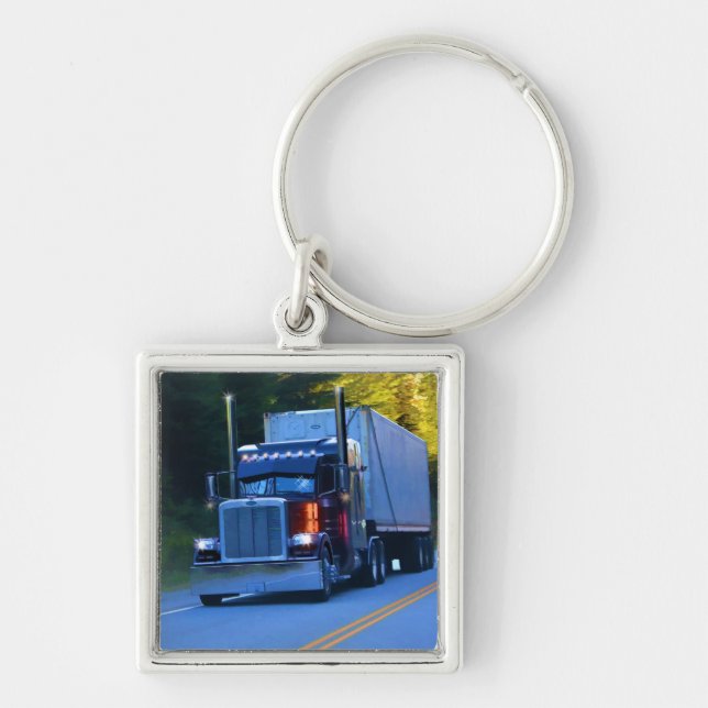 Truckers, Big Rig Cargo Truck Art Keychain (Front)