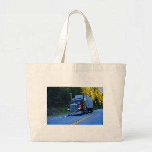 Truckers, Big Rig Cargo Truck Art Large Tote Bag