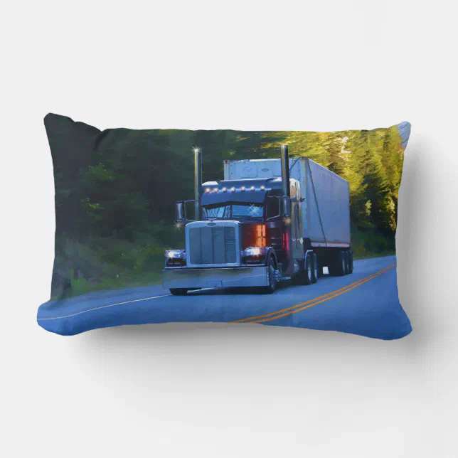 Truckers, Big Rig Cargo Truck Art Lumbar Pillow | Zazzle