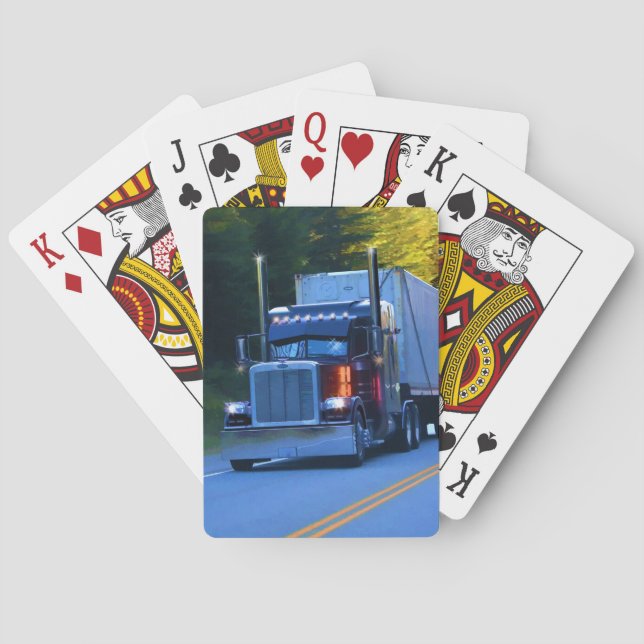 Truckers, Big Rig Cargo Truck Art Poker Cards (Back)