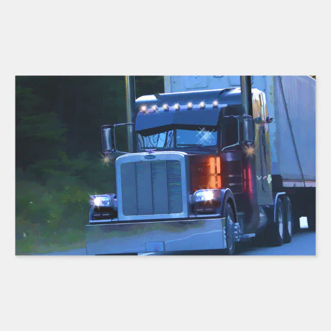 Big Rig Stickers Truckers, Big Rig Cargo Truck Art Rectangular Sticker | Zazzle