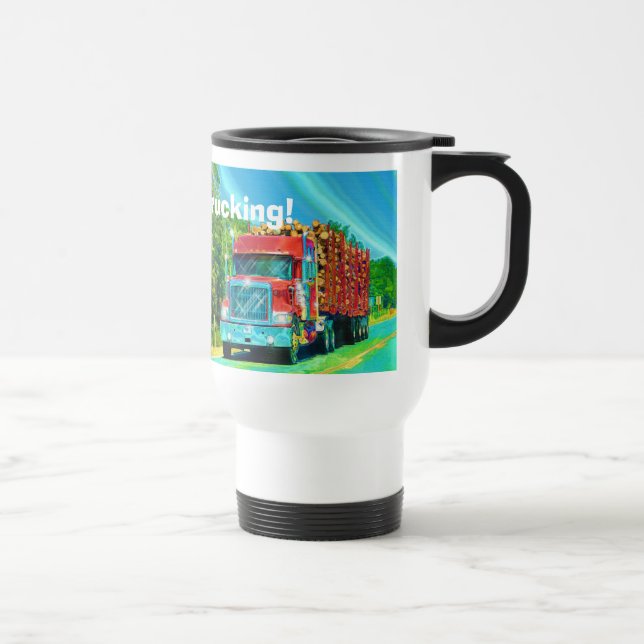 Truckers Big Rig Logging Truck Coffee Mug (Right)