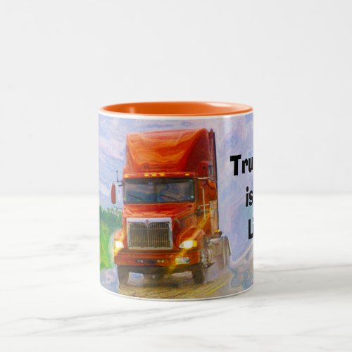 TRUCKERS BIG RIG RED TRUCK COFFEE MUG