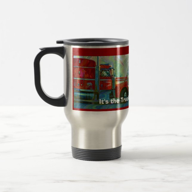 TRUCKERS BIG RIG TRUCK STOP TRAVEL MUGS (Left)