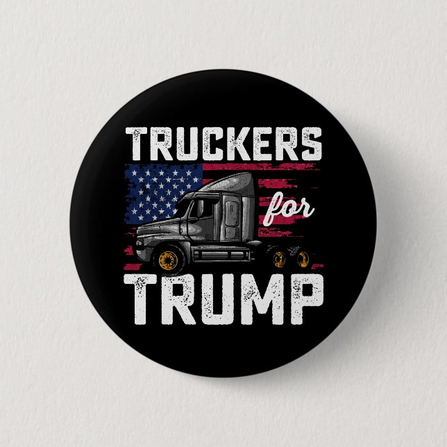 Truckers For Trump Presidential Election Vintage Button (Front)