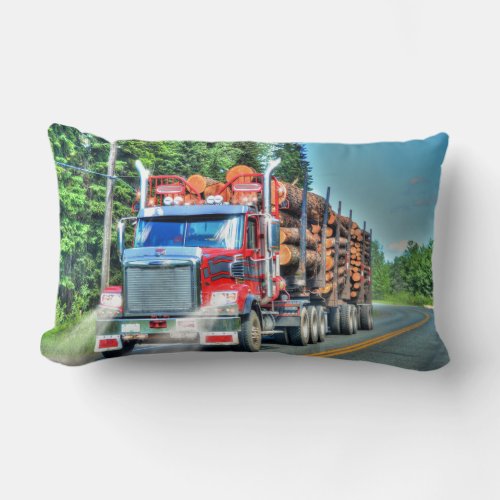 Truckers Logging Truck Lorry Heavy Transport Gift Lumbar Pillow