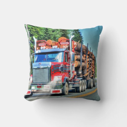 Truckers Logging Truck Lorry Heavy Transport Gift Throw Pillow
