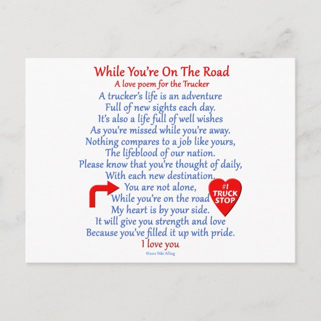 Trucker's Love Poem Postcard (Front)