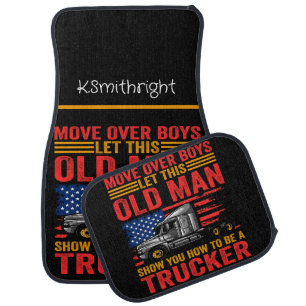 Truckers Move America: Flag Background Car Floor Mat