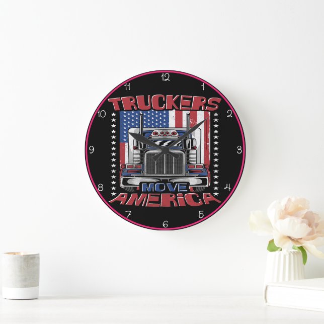 Truckers Move America: Stars and Stripes Large Clock (Home)
