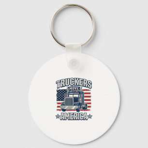 Truckers Move America Vintage Truck Shirt Design_1 Keychain