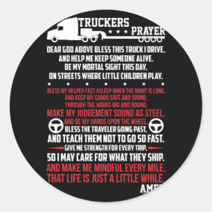 Truckers Prayer Classic Round Sticker